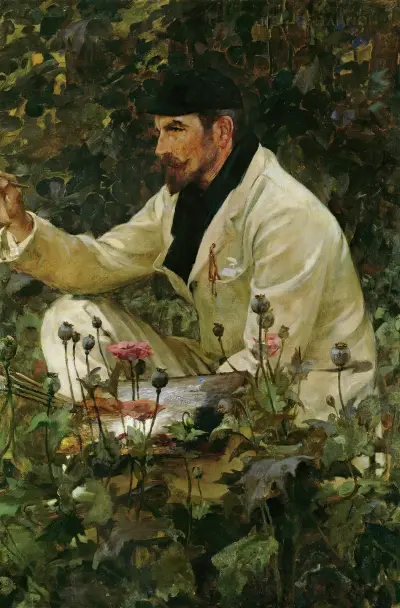 George Hitchcock working in his garden in Egmond av James Jebusa Shannon