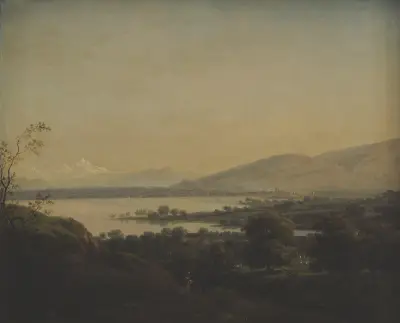 Utsikt över Genèvesjön mot Mont Blanc och Genève av Jens Juel