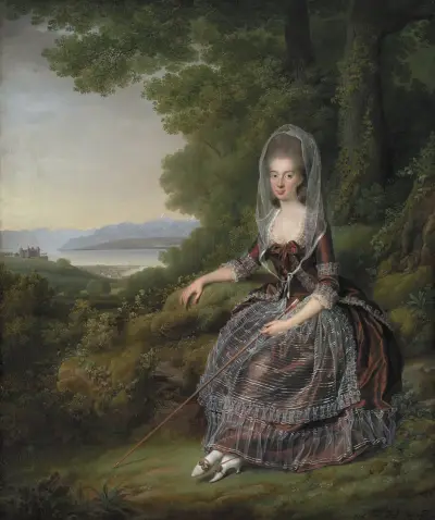 Baroness Matilda Guiguer de Prangins in her Park at the Lake of Geneva av Jens Juel