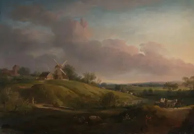 Landscape with a Church and a Mill von Jens Juel