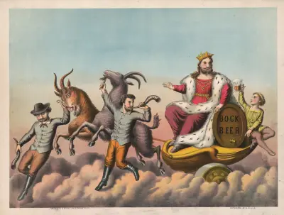 Bock Beer [goats carrying Gambrinus on a chariot] av Henry Jerome Schile