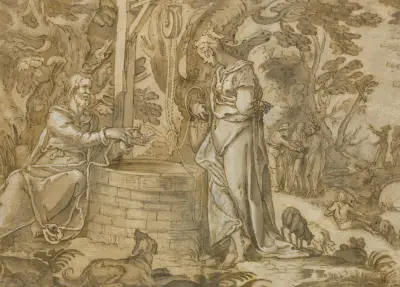 Christ And The Woman Of Samaria av Joachim Wtewael