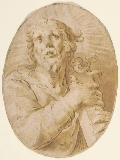 Christ with the Cross av Joachim Wtewael