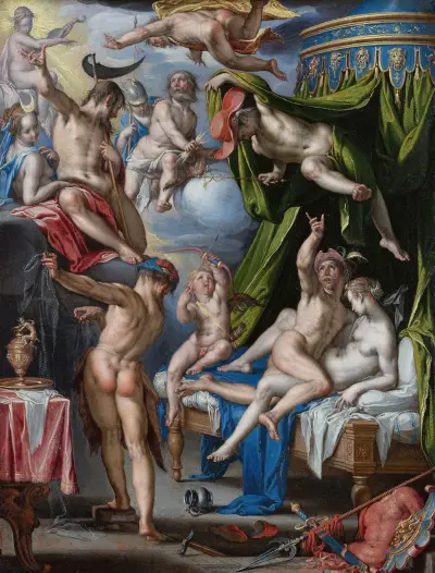 Mars and Venus Surprised By Vulcan, 1601 av Joachim Wtewael