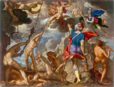 The Battle Between The Gods and The Giants av Joachim Wtewael