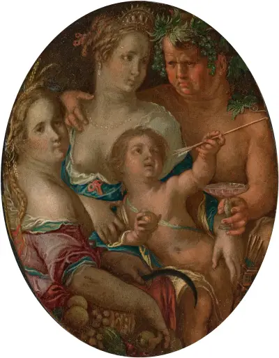Venus, Cupid, Bacchus and Ceres av Joachim Wtewael