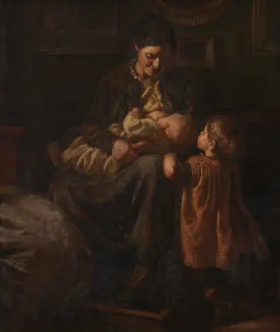 Kunstnerens hustru med to børn av Joakim Skovgaard