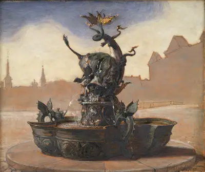 Sketch For Dragespringvandet (The Dragon Fountain) av Joakim Skovgaard