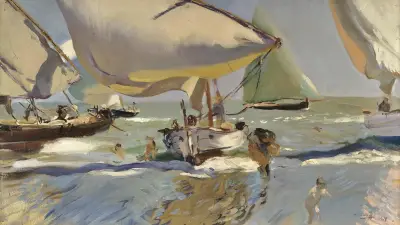 Boats On The Shore av Joaquín Sorolla