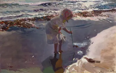 Szukając skorupiaków, plaża w Walencji, Joaquín Sorolla