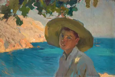 Chico con sombrero, Jávea (boy with sombrero, Jávea) av Joaquín Sorolla