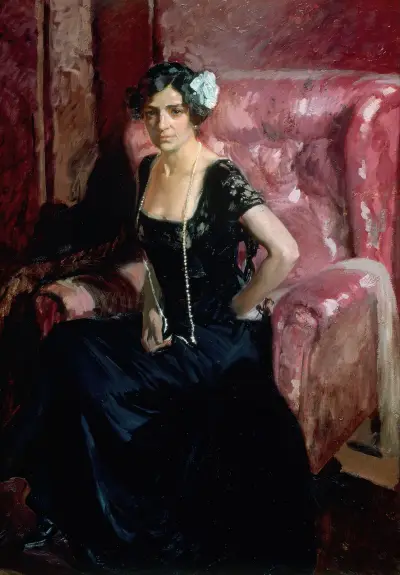 Clotilde in evening dress av Joaquín Sorolla