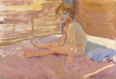 Niña en la playa de Valencia (girl on Valencia beach) av Joaquín Sorolla