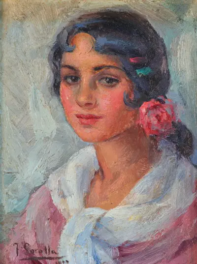 Portrait Of A Woman av Joaquín Sorolla
