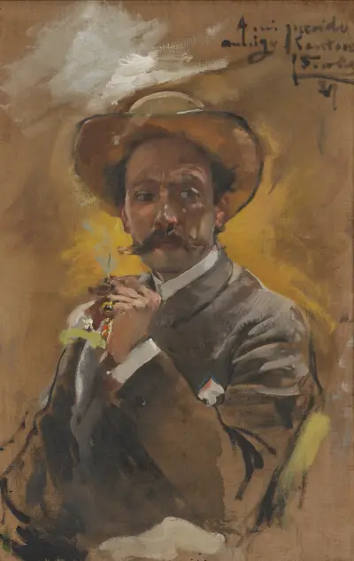 Portrait of the Painter Francesco Santoro, Rome av Joaquín Sorolla