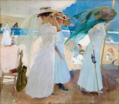 Under the Awning, Zarauz av Joaquín Sorolla