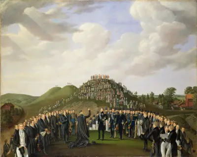 King Carl XIV Johan Visiting the Mounds at Old Uppsala in 1834 av Johan Way