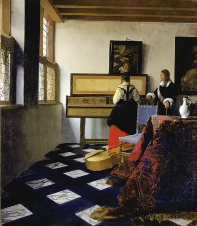 Lady At The Virginal With A Gentleman, ‘the Music Lesson’ av Johannes Vermeer