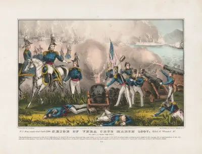 Belägringen av Vera Cruz i mars 1847; av USA:s armé och flotta av John Cameron