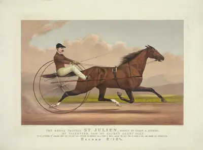 Der große Traber St. Julien, gelenkt von Orrin A. Hickok; von Volunteer, Dam von Sayre’s Harry Clay von John Cameron