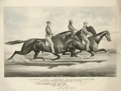 Toronto Chief, General Butler und Dexter; in ihrem großen Rennen unter Sätteln über die Fashion Course, L.I. am 19. Juli 1866 von John Cameron