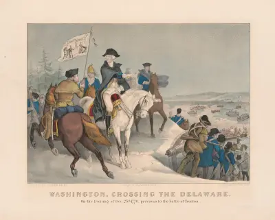 Washington korsar Delaware; kvällen den 25 december 1776, före slaget vid Trenton av John Cameron