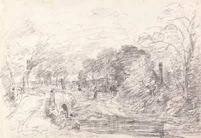 A Bridge near Salisbury Court, Perhaps Milford Bridge av John Constable