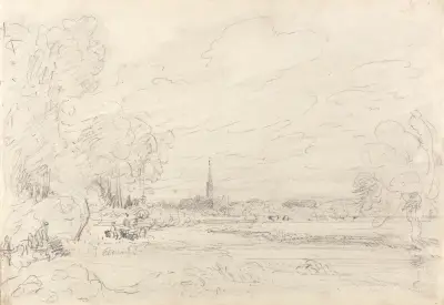 Salisbury Cathedral From the Meadows, 1829 av John Constable