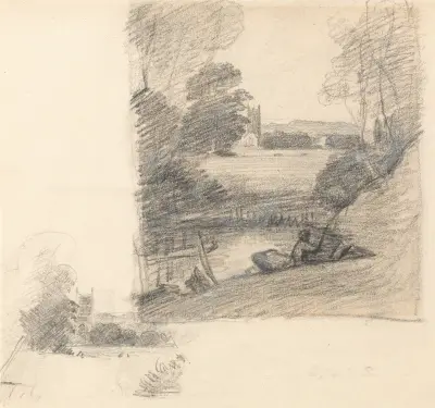 Two Studies of Dedham Church from the East av John Constable