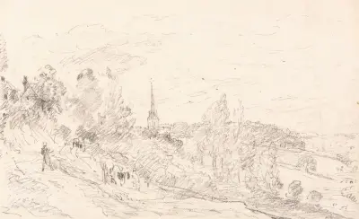View near Arundel av John Constable