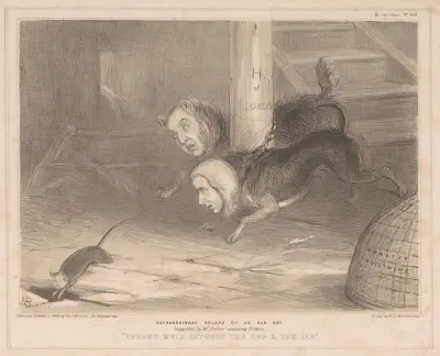 Extraordinary escape of an old rat. Suggested by Mr, Forbes’ amusing Picture, ‘There’s much between the cup & the lip.’ av John Doyle