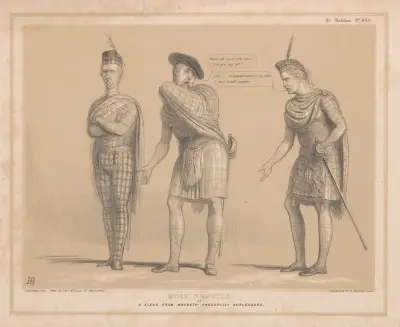 Mock heroics. A scene from Macbeth dreadfully burlesqued av John Doyle