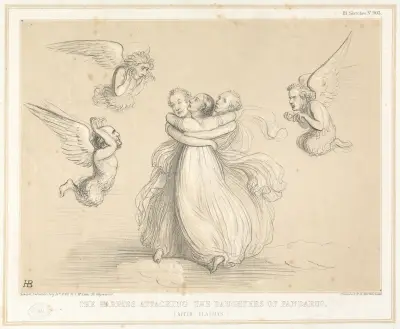 The Harpies Attacking the Daughters of Pandarus av John Doyle