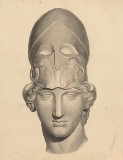 Antikt huvud med hjälm av John Flaxman