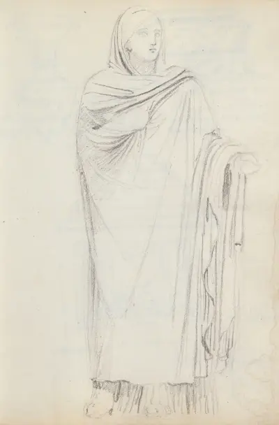 Aspasia, prästinna, Palazzo Giustiniani, Rom av John Flaxman