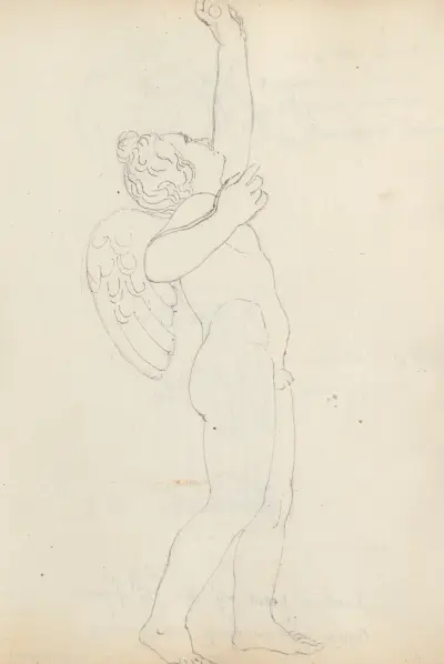 Amor skjuter en pil, Uffizi, Florens av John Flaxman