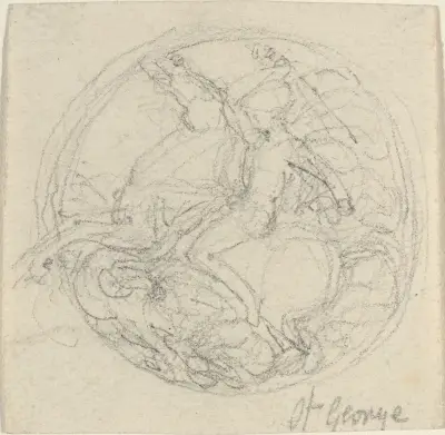 Design for a Medal Representing Saint George and the Dragon av John Flaxman