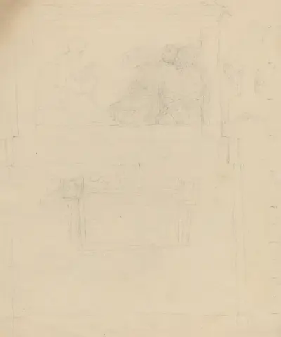 Förslag till monument över Sir William Jones (rektos och versos) av John Flaxman