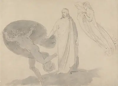 Gå bort från mig, Satan av John Flaxman