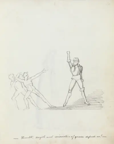 Hamlet. Angels and ministers of grace defend us! av John Flaxman