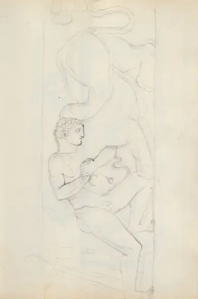 Hercules kämpar med lejonet, kyrkan Santa Maria sopra Minerva, Rom av John Flaxman