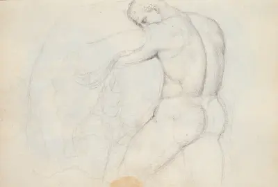 Hercules Fighting the Lion, Roman Sarcophagus Relief on Garden Façade, Villa Medici, Rome av John Flaxman