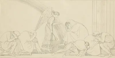 Iris råder Priamos att hämta Hektors kropp av John Flaxman