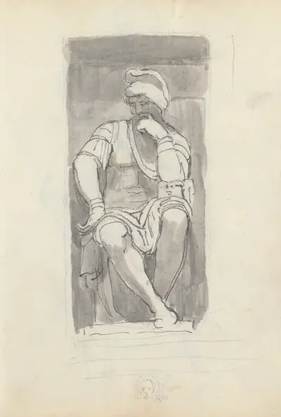 Lorenzo de' Medici av Michelangelo, från Lorenzo de' Medicis grav, kyrkan San Lorenzo, Florens av John Flaxman
