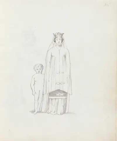 Mrs. Siddons with small boy (frontal view) av John Flaxman
