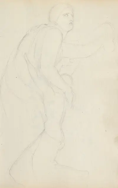 Niobé a její nejmladší dcera z profilu, Niobidská skupina, zahrady Villa Medici, Řím, John Flaxman