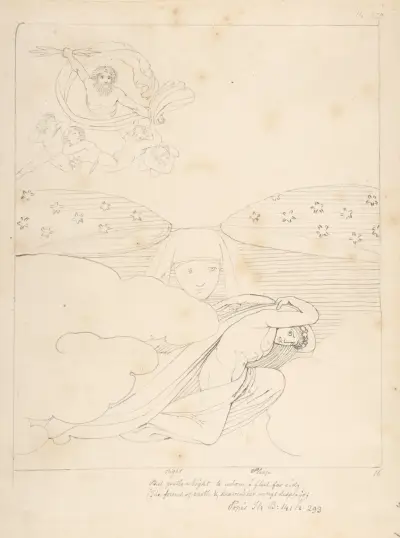 Sömnen flyr undan Jupiters vrede av John Flaxman