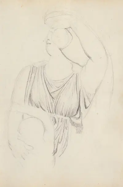 Studie av Niobe och hennes yngsta dotter från höger, Niobidgruppen, Villa Medici, Rom av John Flaxman