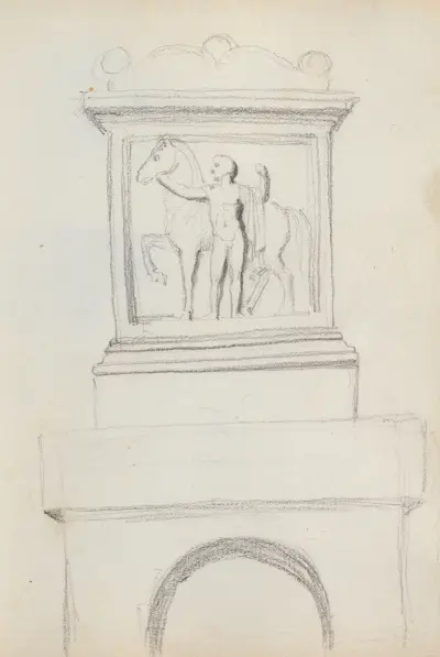 Förortens gravmonument med marmaraltare, på vägen mellan Rom och Tivoli av John Flaxman
