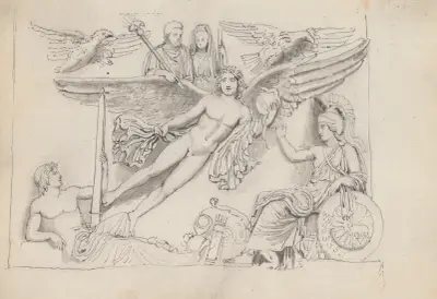 The Apotheosis of Antonius Pius and Faustina, Column of Antonius Pius, Piazza Montecitorio, Rome av John Flaxman